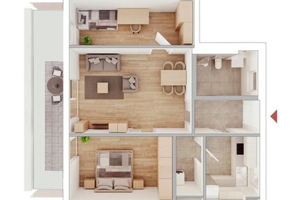 Wohnung Deggendorf - 3 Zimmer, 77 m&sup2;, 1.220&euro; | Angebot:25540027