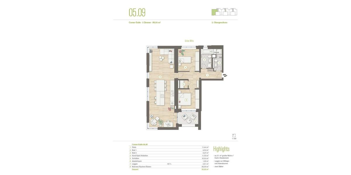 Etagenwohnung Nauen - 3 Zimmer, 100 m&sup2;, 1.345&euro; | Angebot:25900375