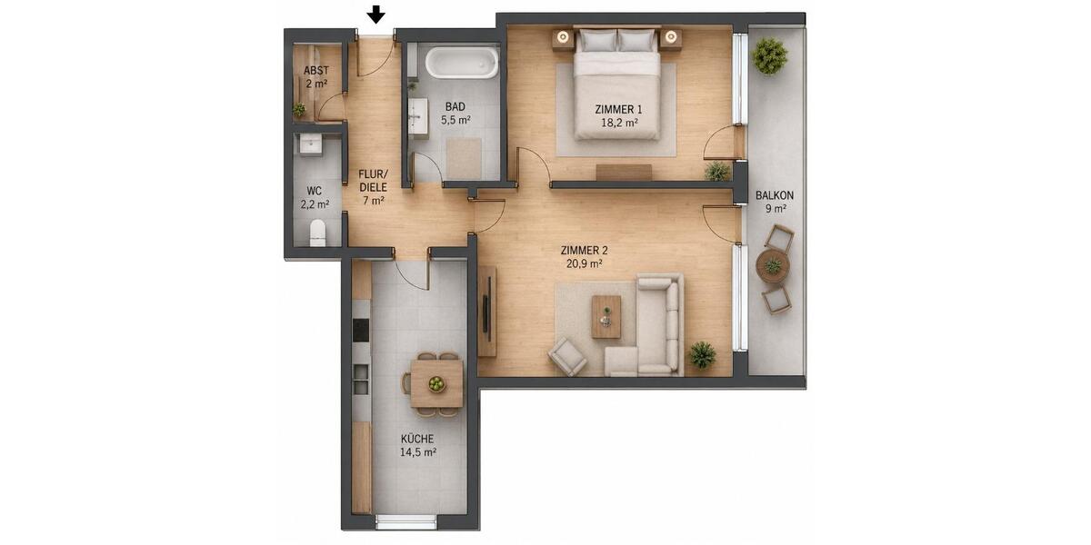 Etagenwohnung Grünstadt - 2 Zimmer, 75 m&sup2;, 895&euro; | Angebot:26678991