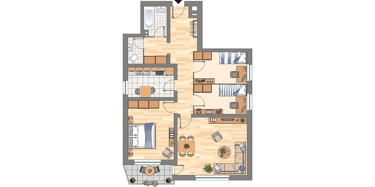 Etagenwohnung Flensburg Fruerlund - 4 Zimmer, 80 m&sup2;, 699&euro; | Angebot:26058421