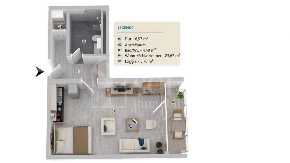 Möbliertes Apartment mit Loggia, Küche & modernem Bad - ideal für Rentner, Nähe Saarbrücken-Güdingen 1 zimmer