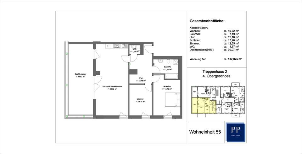 3 Zimmer Penthouse mit Dachterrasse und Blick über Aschaffenburg