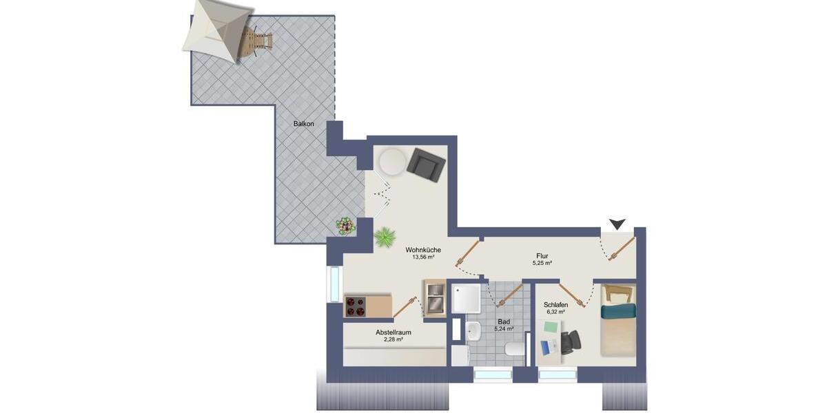 Dachgeschoßwohnung Diepholz - 2 Zimmer, 32 m&sup2;, 520&euro; | Angebot:25220672