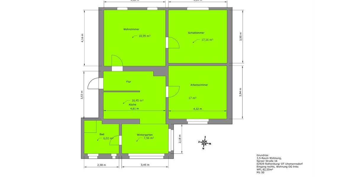 Etagenwohnung Rothenburg/Oberlausitz Oberlausitz - 3 Zimmer, 83 m&sup2;, 702&euro; | Angebot:25079466