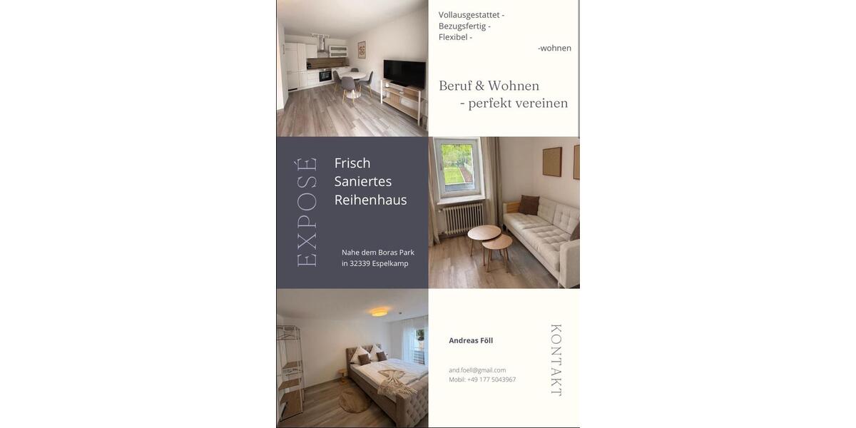 Reihenhaus Espelkamp - 3 Zimmer, 68 m&sup2;, 1.300&euro; | Angebot:26449188