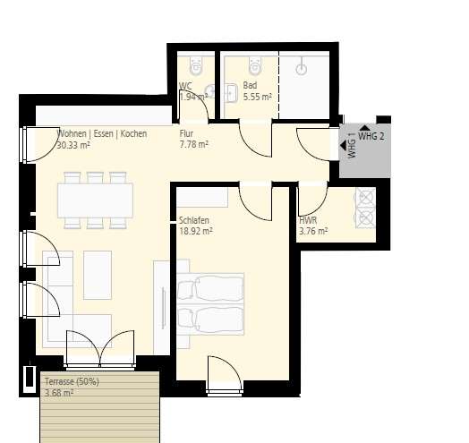 Etagenwohnung Ahaus - 2 Zimmer, 68 m&sup2;, 785&euro; | Angebot:27244897