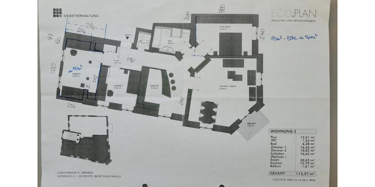 Etagenwohnung Dresden Loschwitz - 4 Zimmer, 113 m&sup2;, 970&euro; | Angebot:26621401