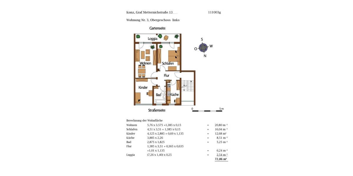 Etagenwohnung Konz - 3 Zimmer, 72 m&sup2;, 575&euro; | Angebot:26118124