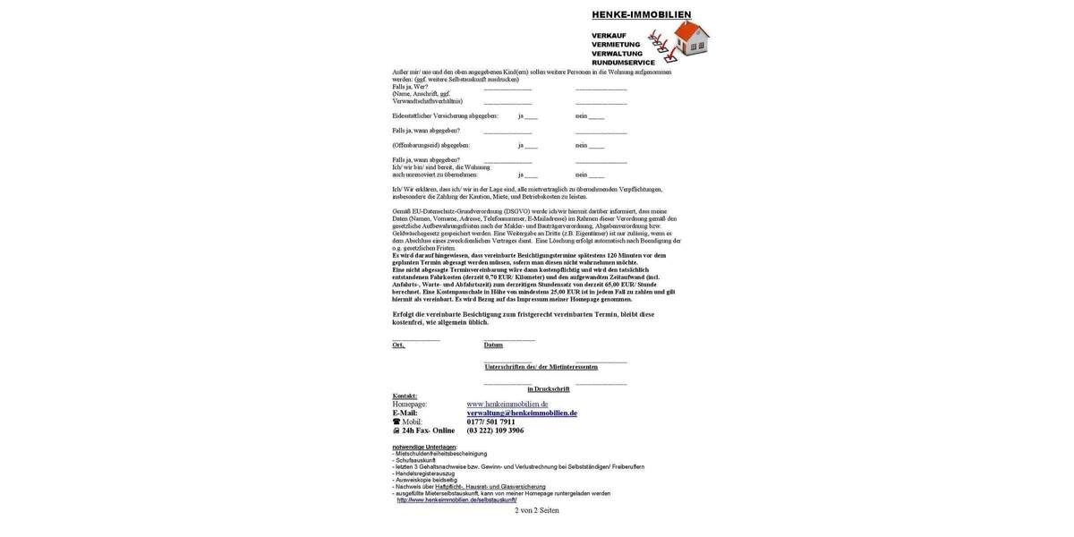 Etagenwohnung Liebenwalde - 2 Zimmer, 70 m&sup2;, 700&euro; | Angebot:23208038