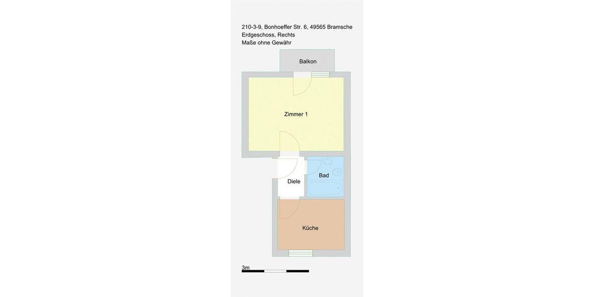 Etagenwohnung Bramsche - 1 Zimmer, 27 m&sup2;, 270&euro; | Angebot:26346363