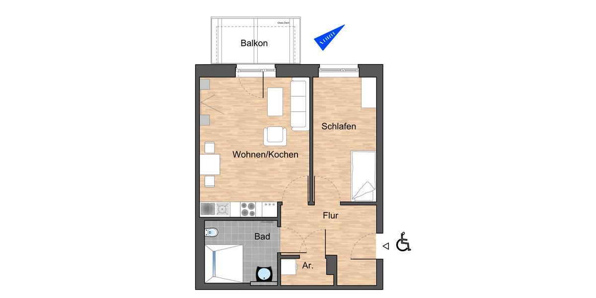 Sonnige 2- Zimmer-Wohnung mit moderner Ausstattung 2 zimmer