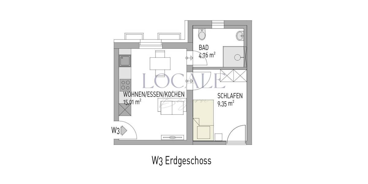 Etagenwohnung Markt Schwaben - 2 Zimmer, 35 m&sup2;, 1.200&euro; | Angebot:25701175