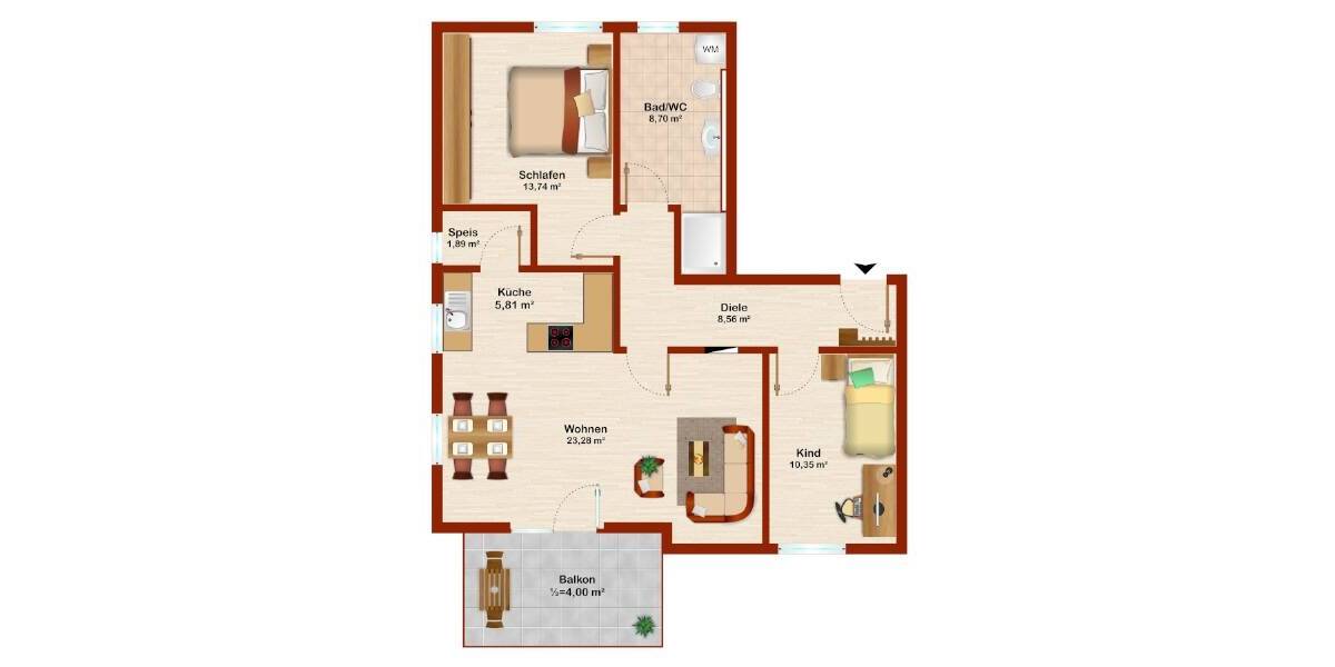 Etagenwohnung Straubing - 3 Zimmer, 76 m&sup2;, 900&euro; | Angebot:26128829