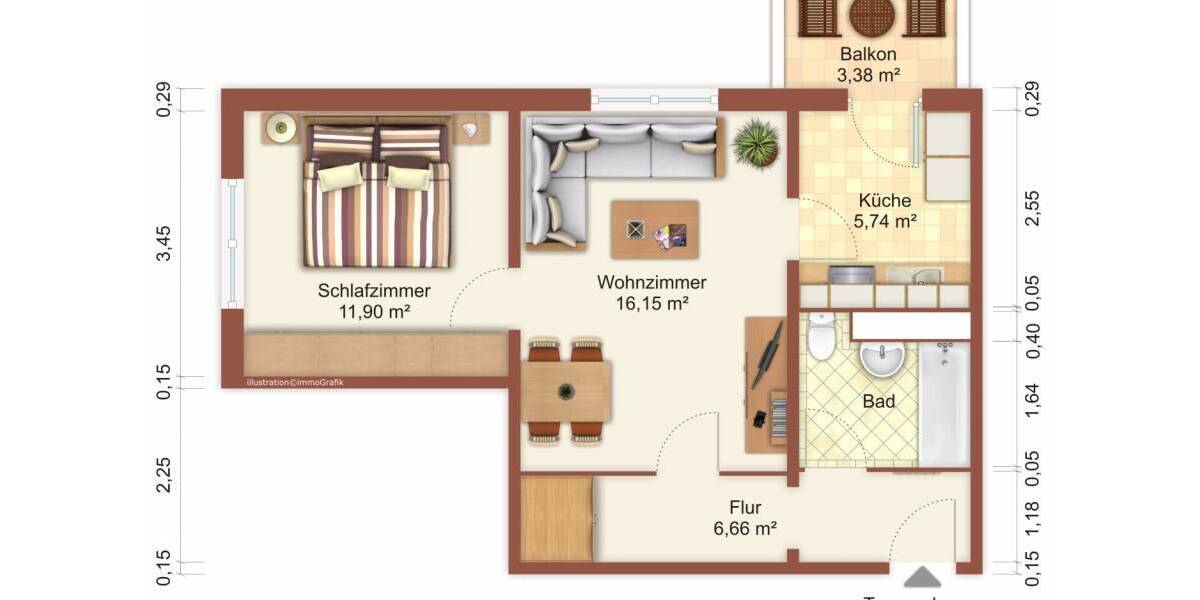 Etagenwohnung Greifswald Schönwalde I - 2 Zimmer, 46 m&sup2;, 184&euro; | Angebot:26875572