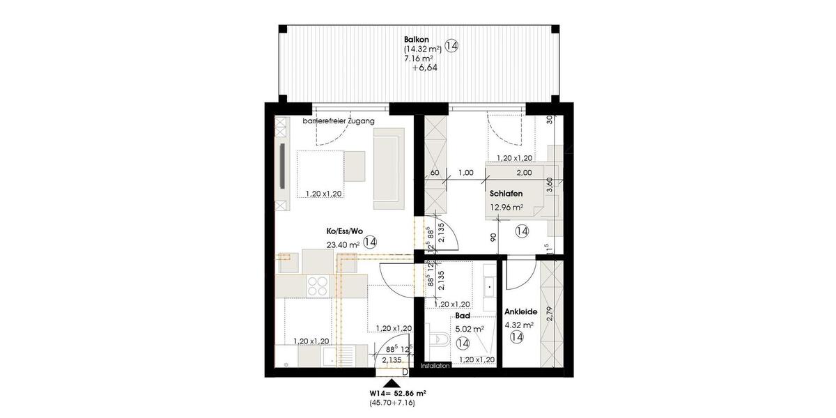 Etagenwohnung Mettlach - 2 Zimmer, 52 m&sup2;, 735&euro; | Angebot:24728010