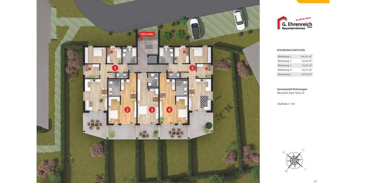 Erdgeschoßwohnung Steinberg am See Oder - 4 Zimmer, 107 m&sup2;, 1.490&euro; | Angebot:25978572