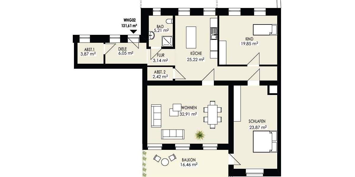 Originell wohnen mit Sonnenbalkon ... Nähe S-Bahnhof! 3 zimmer