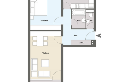 Wohnung Nürnberg Sankt Peter - 2 Zimmer, 60 m&sup2;, 690&euro; | Angebot:26951617
