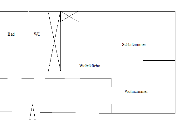 HELLE 2 Zimmerwohnung - GROSSE WOHNKÜCHE MIT EINBAUKÜCHE - TAGESLICHTBAD