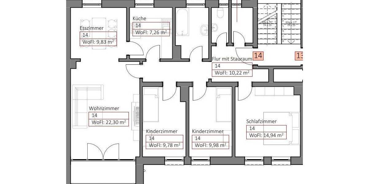 Etagenwohnung Waldsassen - 4 Zimmer, 96 m&sup2;, 720&euro; | Angebot:26289852