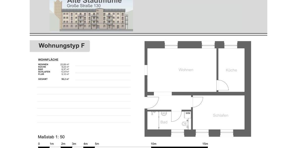 Etagenwohnung Jüterbog - 2 Zimmer, 56 m&sup2;, 740&euro; | Angebot:24749502