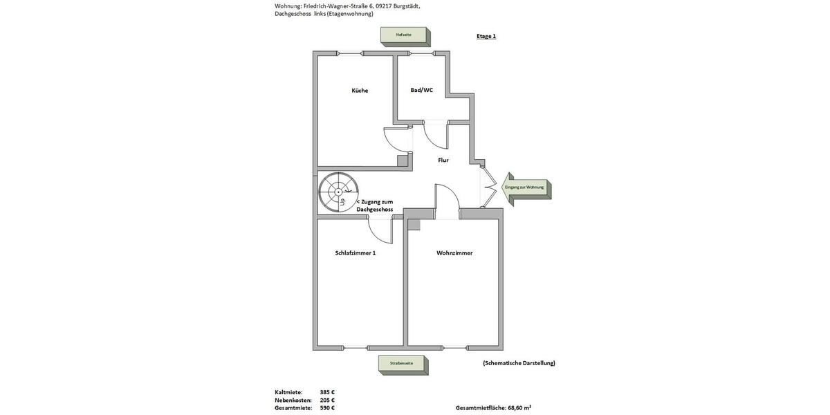 Etagenwohnung Burgstädt - 3 Zimmer, 69 m&sup2;, 385&euro; | Angebot:26550799
