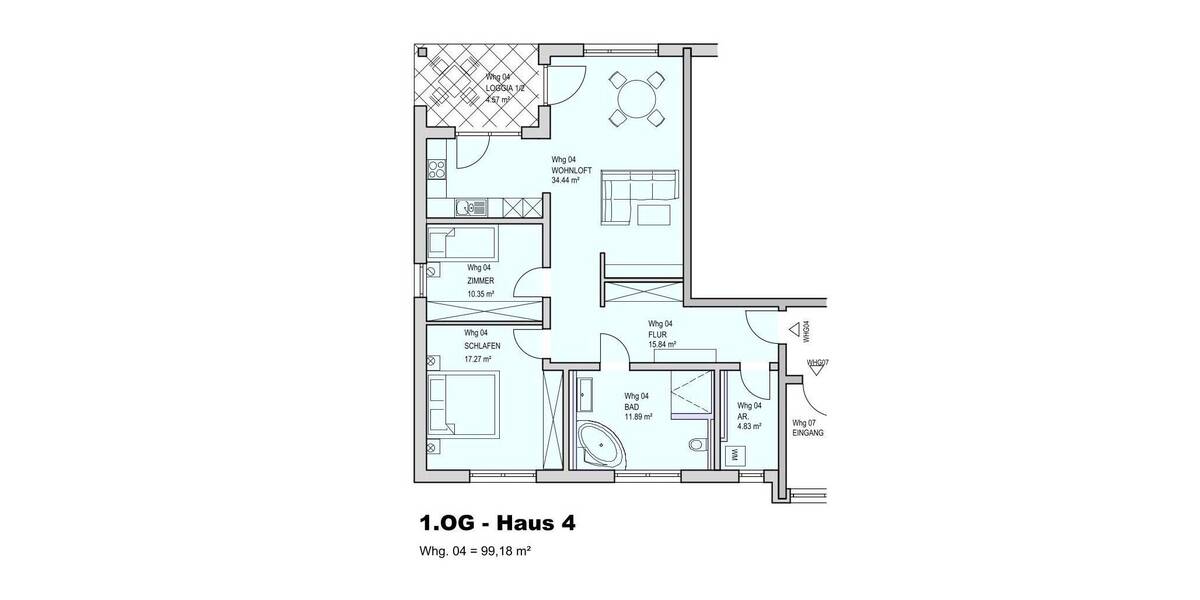 Etagenwohnung Tüßling - 3 Zimmer, 99 m&sup2;, 1.275&euro; | Angebot:26154944
