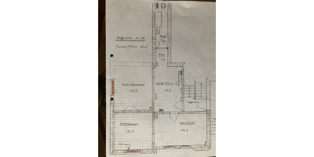 Etagenwohnung Siegen - 3 Zimmer, 60 m&sup2;, 600&euro; | Angebot:26591584