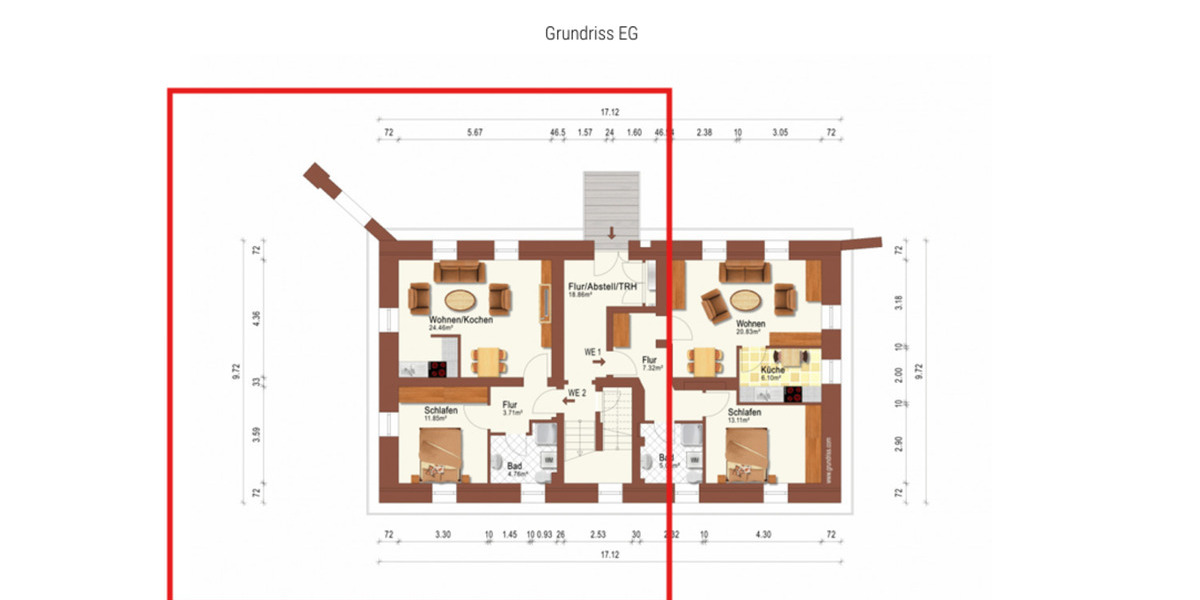 Erdgeschoßwohnung Haselbachtal - 1 Zimmer, 46 m&sup2;, 320&euro; | Angebot:25934616