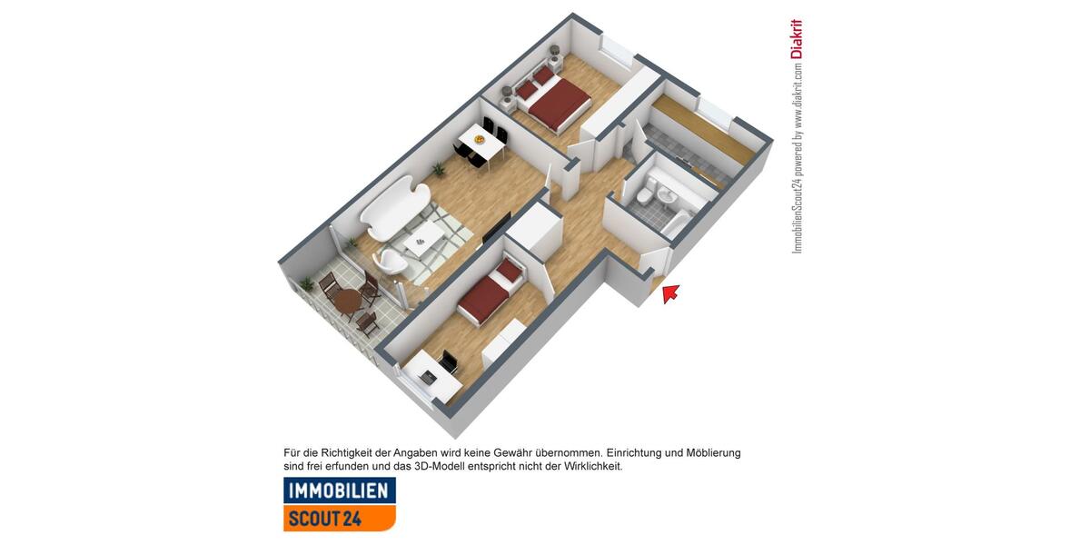 Etagenwohnung Monheim am Rhein - 3 Zimmer, 68 m&sup2;, 739&euro; | Angebot:26401116
