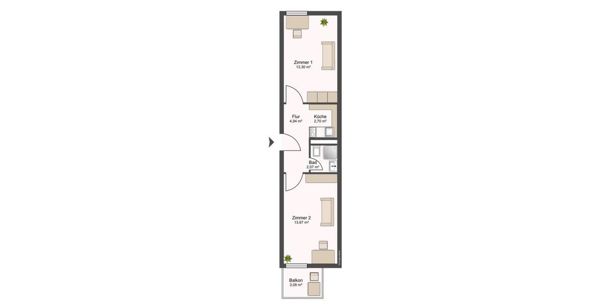 Hochparterre Hauzenberg - 2 Zimmer, 38 m&sup2;, 1.625&euro; | Angebot:25056951