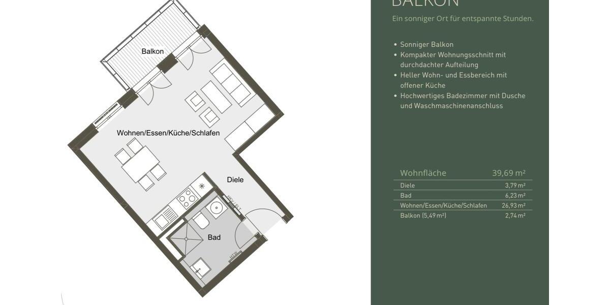 Etagenwohnung Darmstadt - 1 Zimmer, 40 m&sup2;, 940&euro; | Angebot:26034170