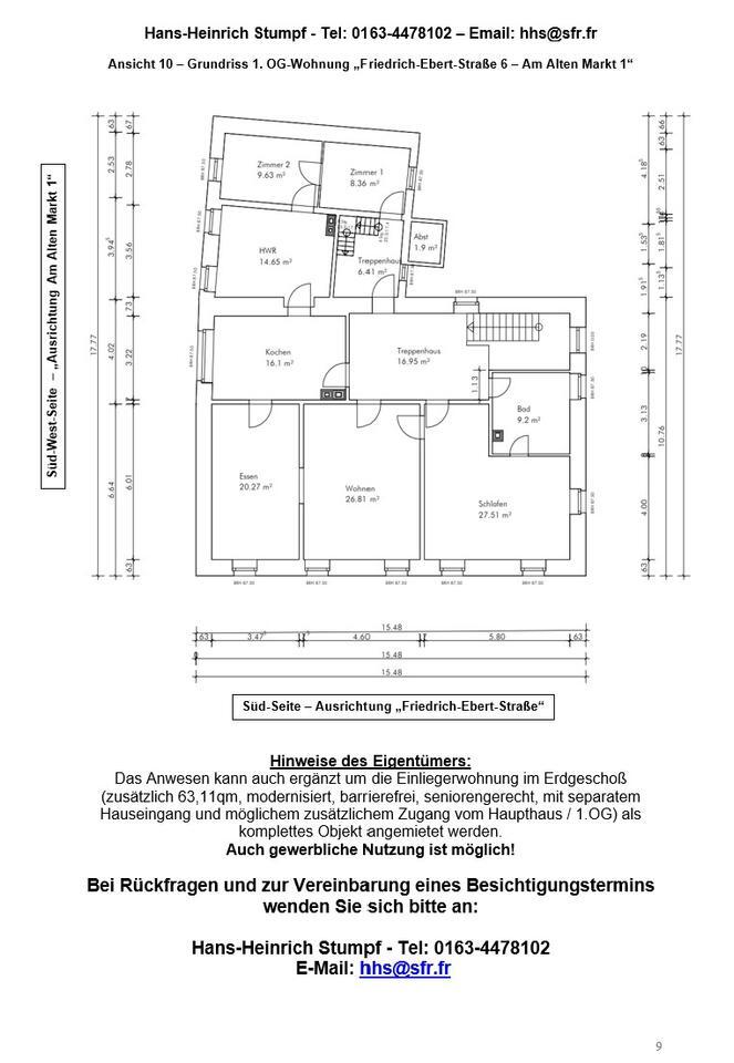 Repräsentative, helle 6 Zi-AltbauWohnung in Rehau-Stadtmitte