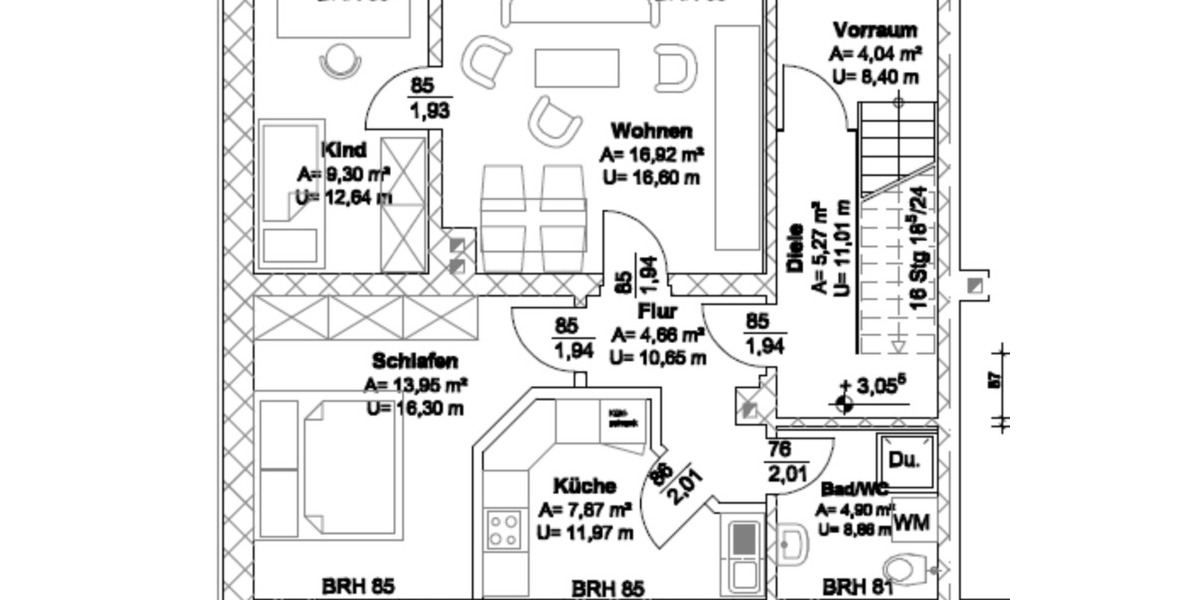 Etagenwohnung Bernsdorf - 3 Zimmer, 59 m&sup2;, 300&euro; | Angebot:24598516