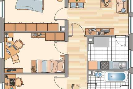 Wohnung Essen Frohnhausen - 4 Zimmer, 66 m&sup2;, 619&euro; | Angebot:27286310