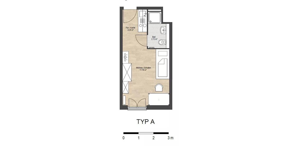 Einzelzimmer ca. 19 m² ab 15.02 1 zimmer