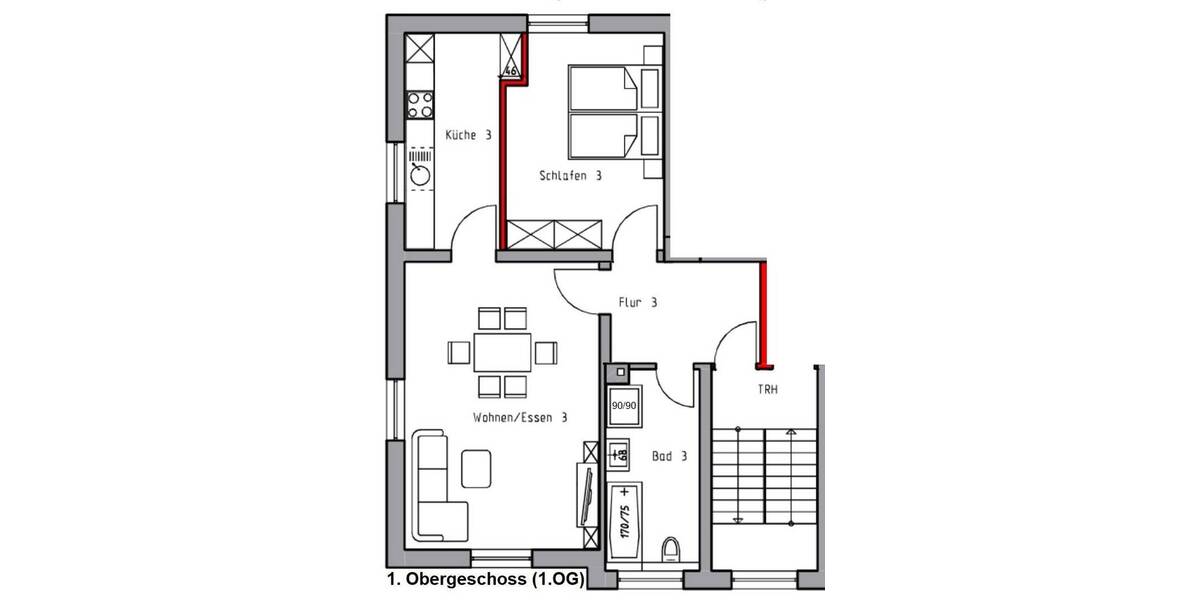 Etagenwohnung Grünberg - 2 Zimmer, 80 m&sup2;, 800&euro; | Angebot:26483768