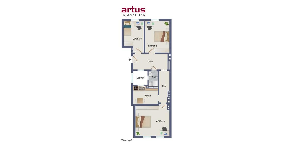 Etagenwohnung Bayreuth City - 3 Zimmer, 86 m&sup2;, 1.000&euro; | Angebot:26662109
