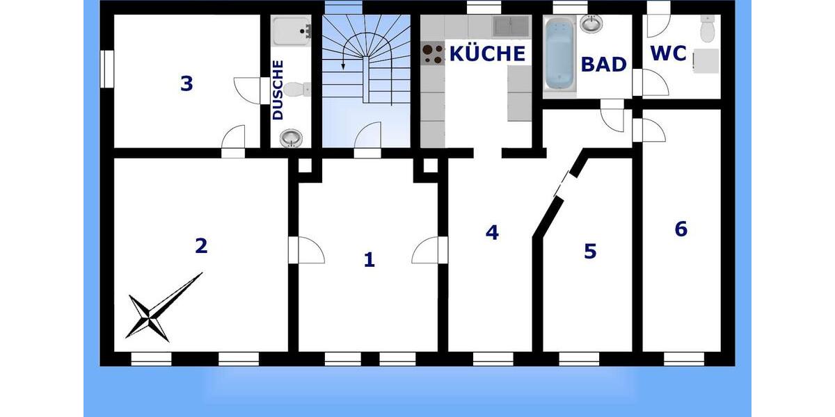 Große Wohnung mit Einbauküche und Gartennutzung 5 zimmer