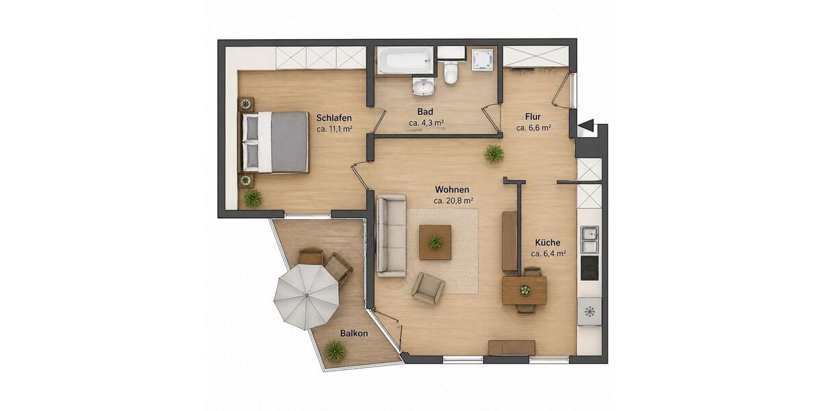 Erdgeschoßwohnung Köthen (Anhalt) - 2 Zimmer, 64 m&sup2;, 446&euro; | Angebot:26270585