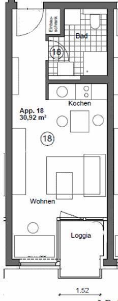 MöbliertFurnished 1-Zimmer Apartment mit Balkon in Dresden-Neustadt max. 2 Personen zimmer