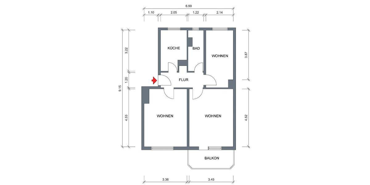 Etagenwohnung Thale - 2.5 Zimmer, 62 m&sup2;, 418&euro; | Angebot:26480715