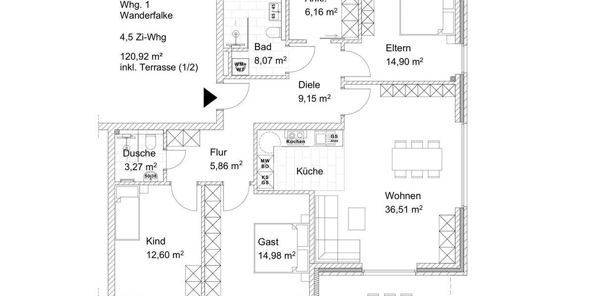 Erdgeschoßwohnung Salzhausen - 4.5 Zimmer, 121 m&sup2;, 1.320&euro; | Angebot:26662395