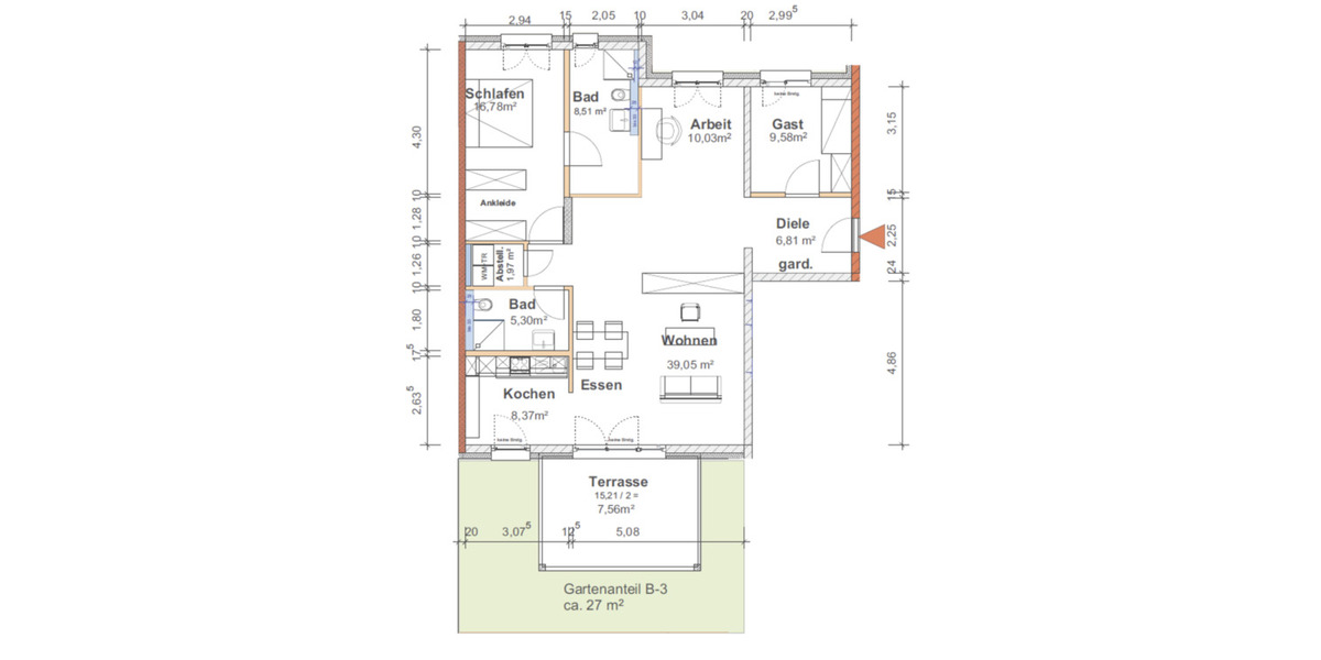 Moderne 4-Zimmer-EG-Wohnung (BJ 2020) mit Terrasse 4 zimmer