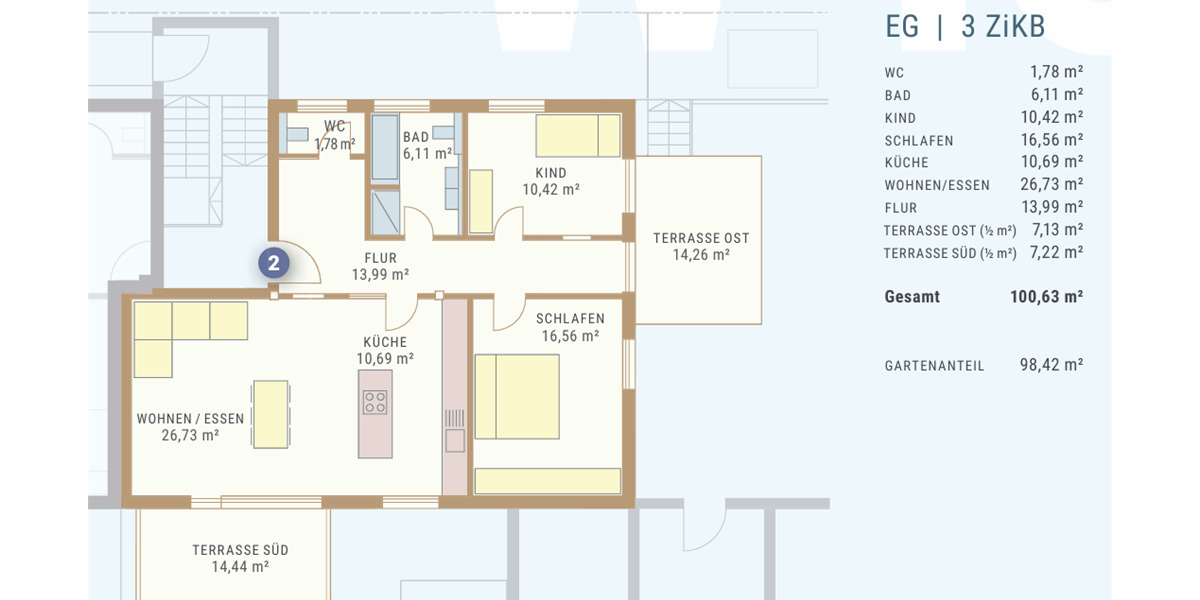 Etagenwohnung Ulm Böfingen - 3 Zimmer, 100 m&sup2;, 1.950&euro; | Angebot:22631924