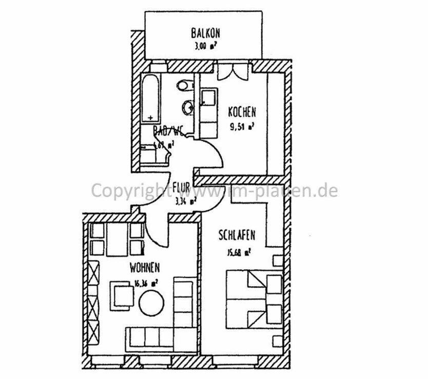 EBK, WEST-Balkon, Bad mit Fenster - 3.OG 2 Zimmerwohnung in Plauen zur Miete