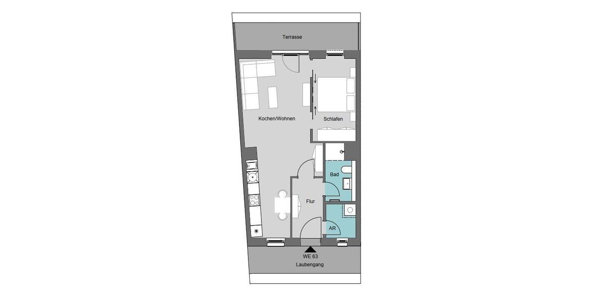 Dachgeschoßwohnung Leipzig Mitte - 2 Zimmer, 56 m&sup2;, 885&euro; | Angebot:26067912