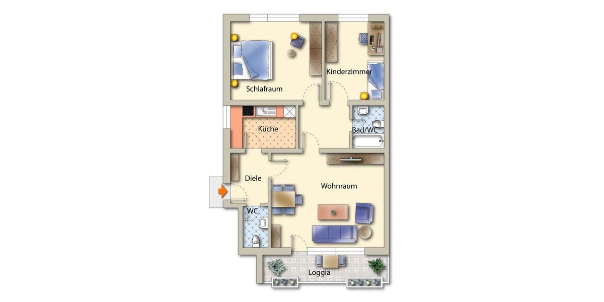 Erdgeschoßwohnung Bad Rothenfelde - 3 Zimmer, 77 m&sup2;, 820&euro; | Angebot:25964848
