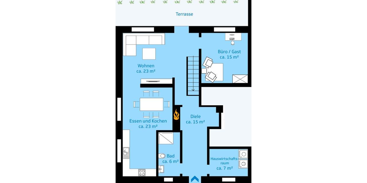 Moderne Wohnung mit dem Wohngefühl einer Doppelhaushälfte – Erstbezug nach Sanierung! zimmer