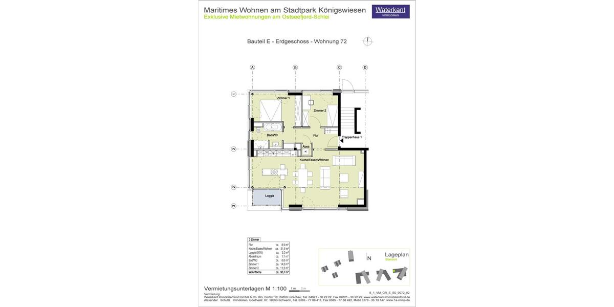 Erdgeschoßwohnung Schleswig - 3 Zimmer, 96 m&sup2;, 1.521&euro; | Angebot:21580369